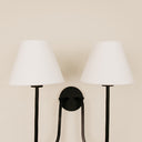Aria Arc Double Wall Light with Linen Shades