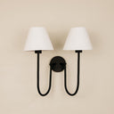 Aria Arc Double Wall Light with Linen Shades