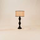 Mopani Table Lamp with Grid Weave Shade – Black