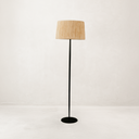 Mkuki Floor Lamp with Raffia Shade – Black