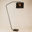 Pinda Arch Lamp with Scalloped Jute Shade – Black