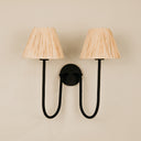 Aria Arc Double Wall Light with Raffia Shades