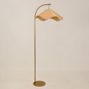 Kente Floor Lamp with Woven Shade – Gold & Natural