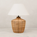 Lamu Cane Table Lamp with Linen Shade – Natural