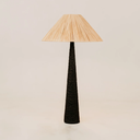 Pinnacle Chiselled Table Lamp with Tapered Raffia Shade – Black