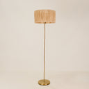 Safi Brass Floor Lamp with Raffia Shade – Brass & Natural