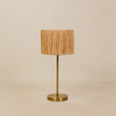 Safi Brass Table Lamp with Raffia Shade – Brass & Natural