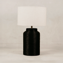 Savanna Twine Table Lamp with Linen Shade – Black