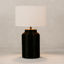 Savanna Twine Table Lamp with Linen Shade – Black