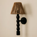 Tali Wooden Wall Light with Jute Shade – Black