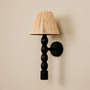 Tali Wooden Wall Light with Raffia Shade – Black