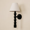 Tali Wooden Wall Light with White Shade – Black