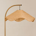 Kente Floor Lamp with Woven Shade – Gold & Natural