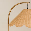 Kipenzi Floor Lamp with Woven Shade – Gold & Natural