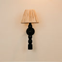 Tali Wooden Wall Light with Raffia Shade – Black