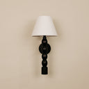 Tali Wooden Wall Light with White Shade – Black